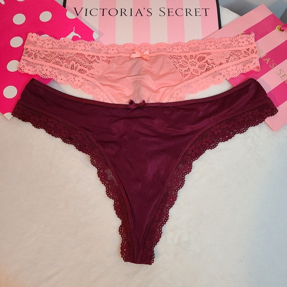 Victoria's Secret Other - VS Very Sexy 2pk Silky Nylon Lace Strappy Thong Panties Size XL
